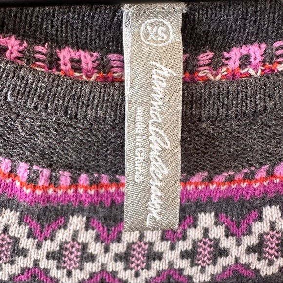 Hanna Andersson Fair Isle Sweater Dress Womens XS Gray & Violet Nordic Knit - Picture 6 of 13